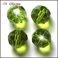 Honeyhandy Imitation Austrian Crystal Beads, Grade AAA, Faceted, Round, Yellow Green, 8mm, Hole: 0.9~1.4mm