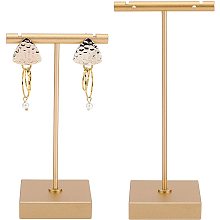 FINGERINSPIRE Alloy Earring Display Stands, Square, Matte Gold Color, 44~45x60x110~130mm; 2sets/bag