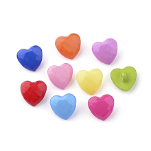 Honeyhandy Acrylic Shank Buttons, Heart, Mixed Color, 13.5x14x7.5mm, Hole: 3mm