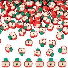 SUNNYCLUE 1 Box 200pcs Polymer Clay Beads Fruit Red Apple Beads Fruit Clay Bead Apple Slice Shape Loose Beads Fruits Theme Spacer Beads for Jewelry Making Bracelet Keychain Necklace DIY Craft Gift