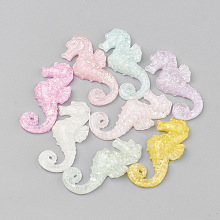 Honeyhandy Opaque Resin Cabochons, Sea Horse, Mixed Color, 41x18x5mm