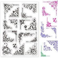 GLOBLELAND Iron Orchid Corner Flourishes Clear Stamps Transparent Silicone Stamp for Card Making Decoration and DIY Scrapbooking