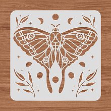 BENECREAT 12x12" Moth Plastic Stencils Moon Star Grass Drawing Templates for Wood Wall Painting and Scrapbooking