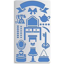 BENECREAT 4x7 Inch Metal Stencils, Heart, Bows, Bag Telephone and dresser, for Wood carving, Drawings and Woodburning, Engraving and Scrapbooking Project