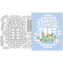 GLOBLELAND Flower Window Metal Cutting Dies Die Cuts for DIY Scrapbooking Wedding Birthday Valentine's Day Cards Making Album Envelope Decoration,Matte Platinum