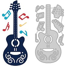 GLOBLELAND Guitar Metal Cutting Dies Musical Note Die Cuts for DIY Scrapbooking Festival Birthday Wedding Cards Making Album Envelope Decoration, Matte Platinum