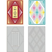 GLOBLELAND 2 Sets Threading Background Cutting Dies for Card Making Rectangle Carbon Steel Embossing Stencils Template for Decorative Embossing Paper Card DIY Scrapbooking Album Craft