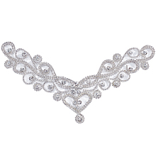 CRASPIRE Rhinestone Applique Silver Bridal Appliques for Wedding Dress Bridal Sash Applique Crystal Pearl Sash Applique Wedding Belt Rhinestone Applique for Prom Clothes Dress Belt Headpieces