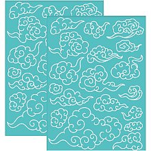 OLYCRAFT 2Pcs Self-Adhesive Silk Screen Printing Stencil Cloud Pattern Mesh Transfers Stencil Abstract Clouds Silk Screen Stencil for Painting on Wood DIY T-Shirt Fabric - 7.7x5.5inch