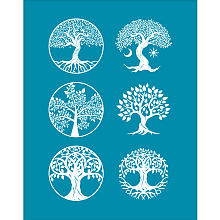 OLYCRAFT Silk Screen Printing Stencil, for Painting on Wood, DIY Decoration T-Shirt Fabric, Tree of Life Pattern, 100x127mm