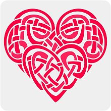 BENECREAT Celtic Knot Heart Stencil, 12x12inch Viking Heart Painting Stencil Reusable Plastic Drawing Templates for Painting on Wood Furniture Home Decor