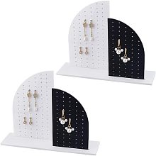 Acrylic Earring Holder, Vertical Sailboat Jewelry Earring Holder, Earrings Holder Organizer for Ring, Earrings, Ear Stud, Bracelets, 2 Sets, Black&White, 2.36 x 8.66 x 6.69 Inches