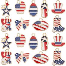 SUNNYCLUE 1 Box 54Pcs USA Charms Patriotic Charms American Flag 4th of July Independence Day Charms Enamel Red Blue Hat Charm Egg Bowknot Star Charm for Jewelry Making Charm DIY Earrings Supplies