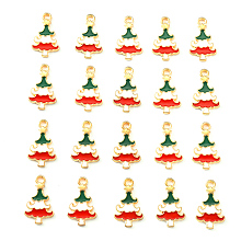 Honeyhandy 20Pcs Light Gold Alloy Enamel Pendants, for Christmas, Christmas Tree with Star, Colorful, 20x11.5x2mm, Hole: 1.8mm