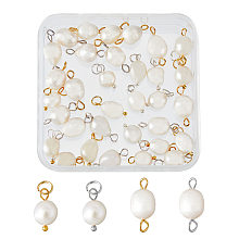 SUPERFINDINGS 40Pcs Imitation Pearl Pendant Connectors 4 Styles Natural Freshwater Pearl Bead Links with Jump Rings Irregular Shape Pearl Charms for Necklace Bracelet Jewelry Making,Hole: 2~3.6mm