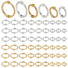 PandaHall Elite 60Pcs 6 Style Alloy Bead Frame, Round Ring, Golden & Silver, 8.5~12.7x8~12.5x1~3mm, Hole: 1.2~1.5mm, Inner Diameter: 6~8mm, 10pcs/style