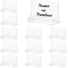 FINGERINSPIRE 12 Set Clear Acrylic Place Card Holders 2.9x2x0.43inch Acrylic Base with Blank Writable Card Name Card Holders Table Number Display Holders for Wedding Party, Office, Events Decoration