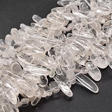 Honeyhandy Natural Quartz Crystal Nuggets Beads Strands, Rock Crystal Beads, 8~30x5~12mm, Hole: 1mm, about 15.3 inch~15.7 inch