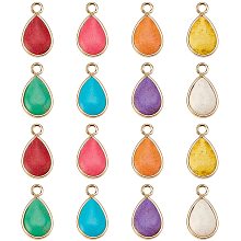 PandaHall Elite Stone Pendants, 16pcs 8 Colors Teardrop Shape Synthetic Turquoise Pendants with Light Gold Plated Brass Edge Necklace Pendants Gemstone Charms for Earrings Bracelet Jewelry DIY Crafts