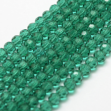 Honeyhandy Transparent Glass Bead Strands, Imitate Austrian Crystal, Faceted, Round, Light Sea Green, 6mm, Hole: 1mm, about 96~98pcs/strand, 20~21 inch