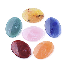 Honeyhandy Acrylic Beads, Imitation Gemstone Style, Two Tone Color, Oval, Mixed Color, 40x29x5.5mm, Hole: 1.5mm, about 170pcs/500g