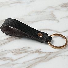 Honeyhandy PU Leather Keychain with Iron Belt Loop Clip for Keys, Black, 10.5x3cm