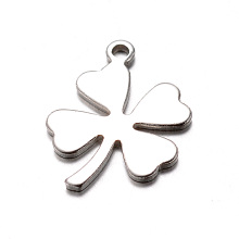 Honeyhandy 201 Stainless Steel Charms, Clover, Stainless Steel Color, 13x9.5x0.7mm, Hole: 1mm