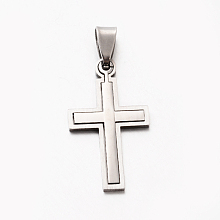 Honeyhandy Personalized 201 Stainless Steel Cross Pendants, Stainless Steel Color, 34x19x1.5mm, Hole: 4x9mm