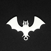 Honeyhandy Halloween 201 Stainless Steel Pendants, Laser Cut, Bat, Stainless Steel Color, 17x27.5x1mm, Hole: 1.6mm