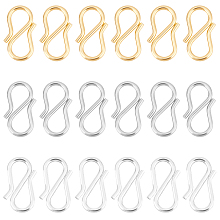 UNICRAFTALE About 60pcs 3 Colors S Hook Clasps 304 Stainless Steel Chain Clasps Hypoallergenic Metal Clasps for Necklace Jewelry Making