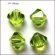 Honeyhandy Imitation Austrian Crystal Beads, Grade AAA, Faceted, Bicone, Yellow Green, 4.55x5mm, Hole: 0.7~0.9mm