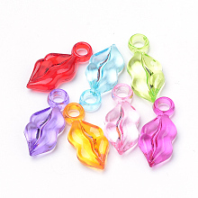 Honeyhandy Transparent Acrylic Pendants, Lip, Mixed Color, 25.5x11x5mm, Hole: 3mm, about 700pcs/500g