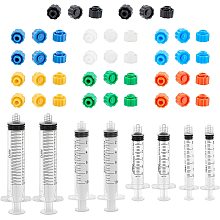 OLYCRAFT 8 Pack Syringe Set 3/5/10/20ml Plastic Syringe Luer Slip with 42pcs Colorful Caps Hand Push Glue Dispensing Syringe with No Needle Tip Cap for Feeding Tubes Refilling and Measuring