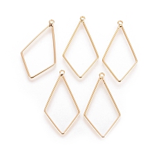 Honeyhandy Brass Pendants, Quadrangle, Nickel Free, Real 18K Gold Plated, 28.5x15.5x1mm, Hole: 0.5mm