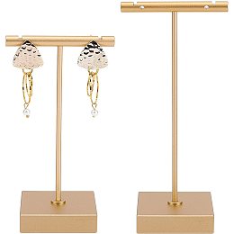FINGERINSPIRE Alloy Earring Display Stands, Square, Matte Gold Color, 44~45x60x110~130mm; 2sets/bag