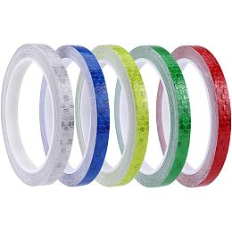 GORGECRAFT 5 Rolls 5 Style Reflective Tape Safety Warning Tape Waterproof Warning Mark Self-Adhesive Reflector Tape Crystal Color Lattice High Visibility Reflective Sticker for Trailer Cars Outdoor