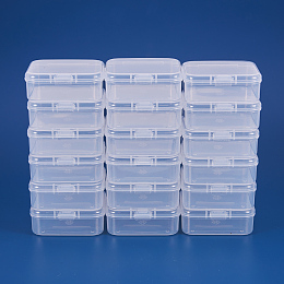 BENECREAT 18 Pack 2.1x2.1x0.78 Square Clear Plastic Bead Storage Containers Box Drawer Organizers with lid for Items, Earplugs, Pills, Tiny Bead, Jewelry Findings