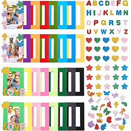 CHGCRAFT 32Pcs 16 Colors Felt Photo Frames Picture Frames for Back to School Decoration with 84Pcs Glitter Self-Adhesive Stickers for Home School Office Decor, 4 x 6Inch Photos