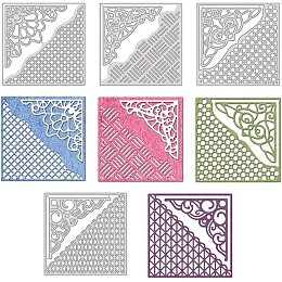 GLOBLELAND 4 Pieces Square Hollow Out Background Frame Cutting Dies Metal Corner Lace Die Embossing Stencils for DIY Card Scrapbooking Craft Album Paper Decor