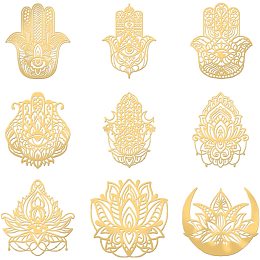 OLYCRAFT 9Pcs Orgonite Sticker Hand of Fatima Sticker Gold Metal Stickers Decorate Stickers Self Adhesive Golden Stickers for Scrapbooks DIY Resin Crafts Phone & Water Bottle Decoration - 1.6x1.6 Inch