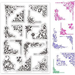 GLOBLELAND Iron Orchid Corner Flourishes Clear Stamps Transparent Silicone Stamp for Card Making Decoration and DIY Scrapbooking