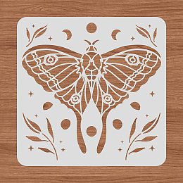 BENECREAT 12x12" Moth Plastic Stencils Moon Star Grass Drawing Templates for Wood Wall Painting and Scrapbooking