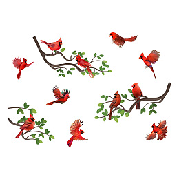 SUPERDANT PVC Wall Stickers, Wall Decoration, Cardinal Pattern, Bird Pattern, 1150x300mm, 2 sheets/set