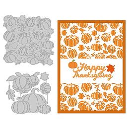 GLOBLELAND 2Pcs Autumn Pumpkin Background Hot Foil Plate Metal Vegetables Foil Plates Dies Emboss Molds for Card Making DIY Scrapbooking Photo Album Decorative