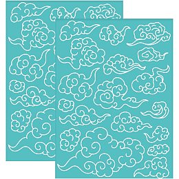 OLYCRAFT 2Pcs Self-Adhesive Silk Screen Printing Stencil Cloud Pattern Mesh Transfers Stencil Abstract Clouds Silk Screen Stencil for Painting on Wood DIY T-Shirt Fabric - 7.7x5.5inch