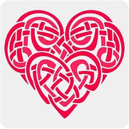 BENECREAT Celtic Knot Heart Stencil, 12x12inch Viking Heart Painting Stencil Reusable Plastic Drawing Templates for Painting on Wood Furniture Home Decor