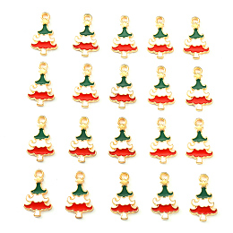 Honeyhandy 20Pcs Light Gold Alloy Enamel Pendants, for Christmas, Christmas Tree with Star, Colorful, 20x11.5x2mm, Hole: 1.8mm