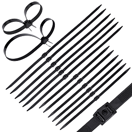 SUPERFINDINGS 20Pcs 2 Style Plastic Cable Ties, Tie Wraps, Zip Ties, Black, 10pcs/style