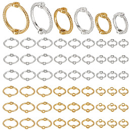 PandaHall Elite 60Pcs 6 Style Alloy Bead Frame, Round Ring, Golden & Silver, 8.5~12.7x8~12.5x1~3mm, Hole: 1.2~1.5mm, Inner Diameter: 6~8mm, 10pcs/style