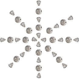 SUNNYCLUE 1 Box 20 Sets Guru Beads Antique Silver Plated 3 Hole Alloy Buddha Buddhist Prayer Cone Caps Bead Loose Spacer Bali Tibetan Style for DIY Jewelry Making Mala Bracelets Crafts Supplies